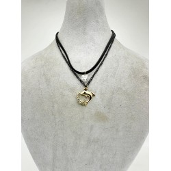 Siyah Zincirli Taşlı Yunus Sembollü Kolye